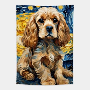 Cocker Spaniel Dog Breed Painting Dog Breed Painting in a Van Gogh Starry Night Art Style Tapestry