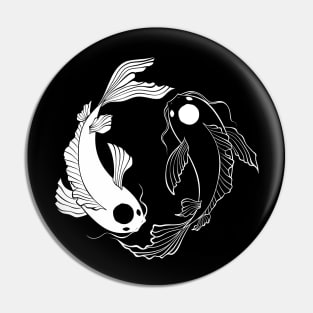 Koi Fish Ying Yang Black and White Pin