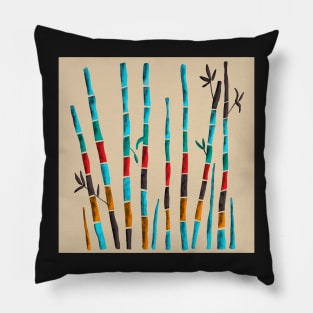 Colorful bamboo leaves on sand background Pillow