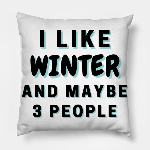 I Like Winter And Maybe 3 People Pillow by Word Minimalism