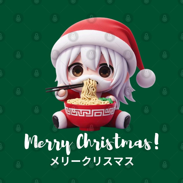 Chibi Kawaii Santa Claus Eating Ramen Noodles by Etopix