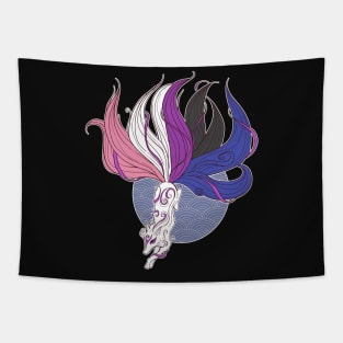 Genderfluid Pride Kitsune Tapestry