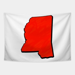 Bright Red Mississippi Outline Tapestry