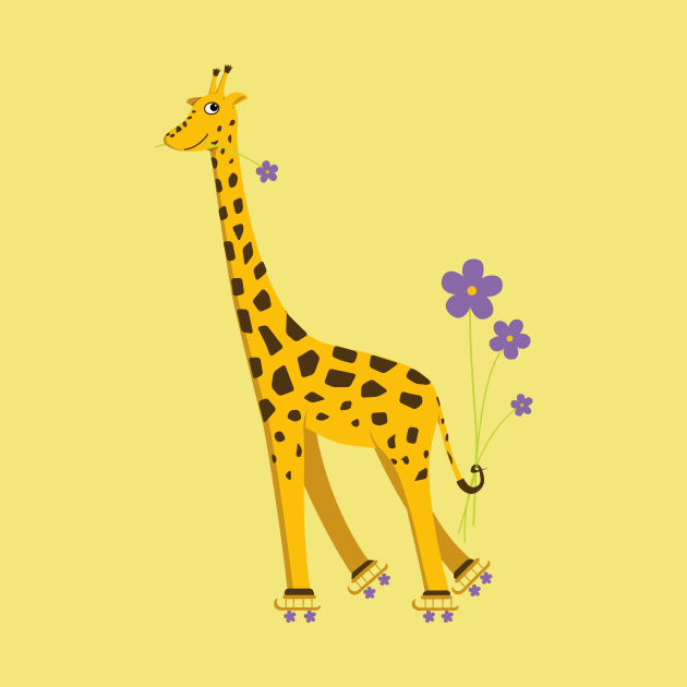 Funny Roller Skating Giraffe by Boriana Giormova