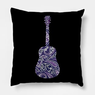 Boho Music Lovers Purple Paisley Guitar Hippie Pillow