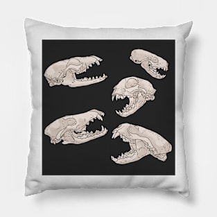 North American Predator Skulls Black Pillow