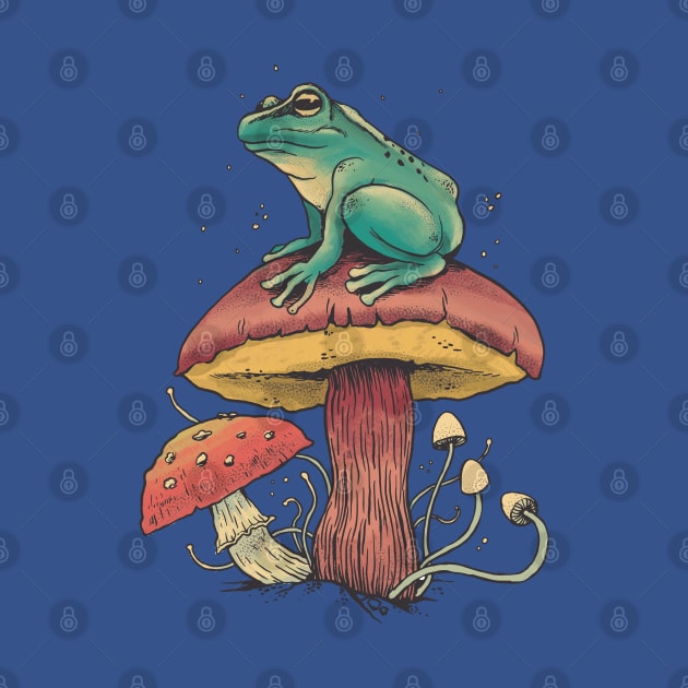 Cottagecore Aesthetic Mushrooms and Frog by DRIPCRIME Y2K