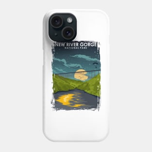 New River Gorge National Park at Night Vintage Minimal Travel Poster Phone Case