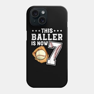 Kids This Baller Is Now 7 Baseball 7Th Birthday Phone Case