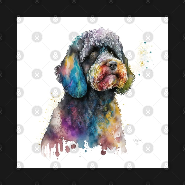 Barbet Dog In Watercolor & Pen by Oldetimemercan