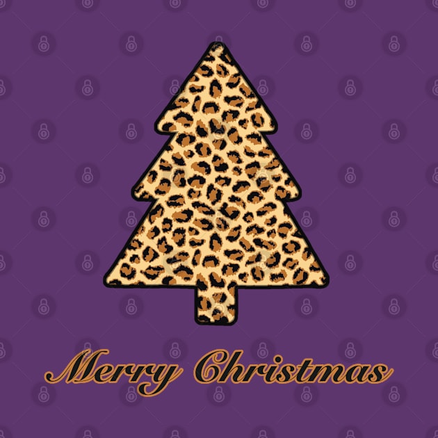 Merry Christmas Tree Leopard Print (Small Design) by Aeriskate