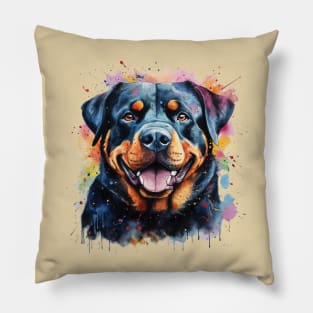 Rottie Rottweiler Bright Watercolor Painting Pillow