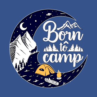 Born to Camp Mountains Wolf Moon T-Shirt