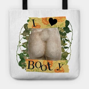 Greek stone floral design I heart booty yellow Tote