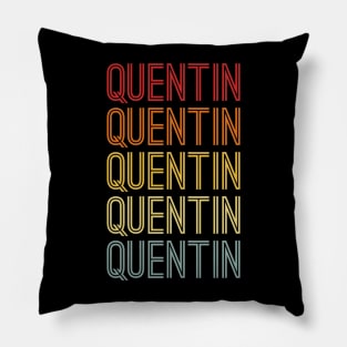 Quentin Name Vintage Retro Pattern Pillow