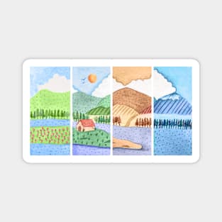 Four Seasons Watercolor Magnet
