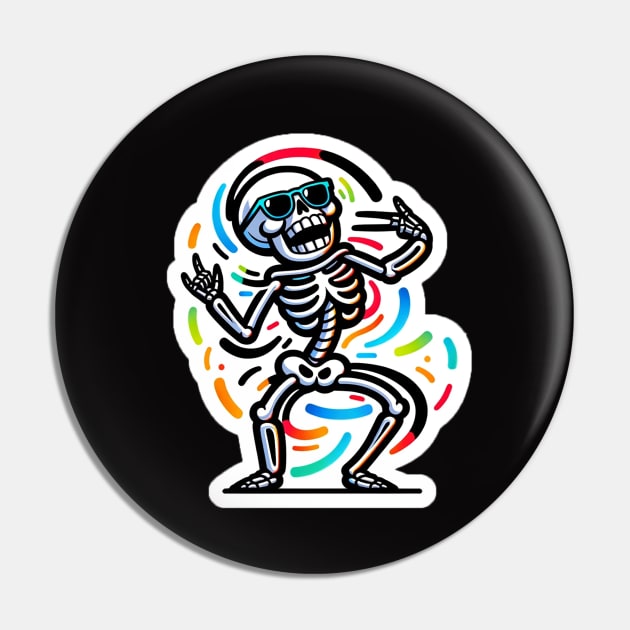 Dancing Skeleton Vibing Pin by ManyMelany