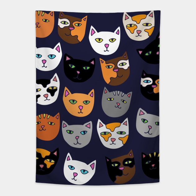 Crazy Cat Lady Pattern cats Tapestry by bubbsnugg