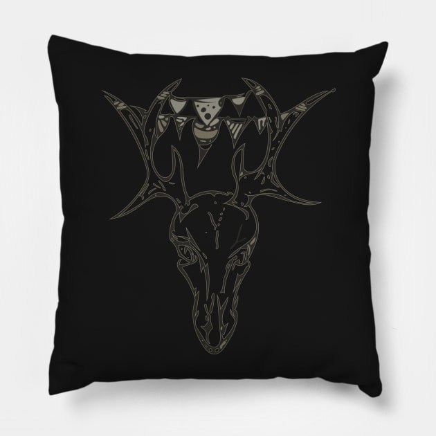 Festive Deer Skull Pillow by GoAti