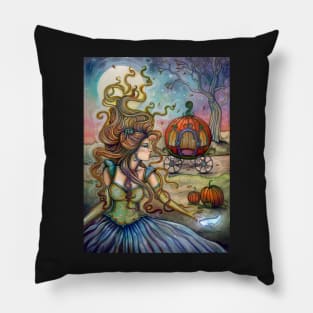 Cinderella Fantasy Art Illustration Watercolor Ink by Molly Harrison Pillow