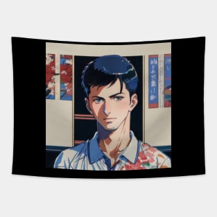 Japanese Anime Vibes Serbian Tennis Boy in Japan Vintage Tennis Player Tapestry