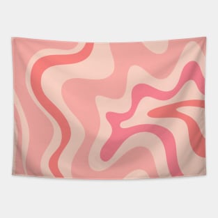 Retro Liquid Swirl Abstract Pattern in Blush Pink Tones Tapestry