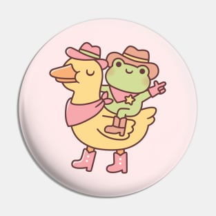 Cute Cowboy Frog Riding Yellow Ducky Pin