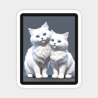 White Cats - Modern Digital Art Magnet