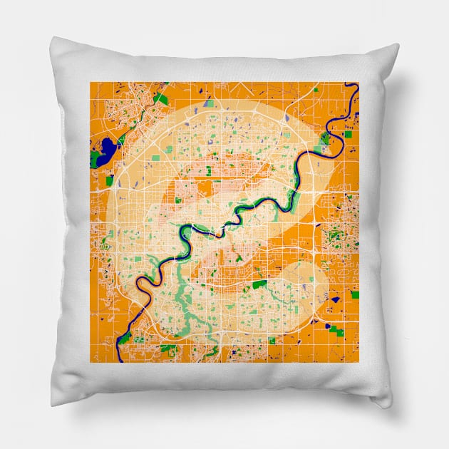 Edmonton Map Pillow by Edmonton River