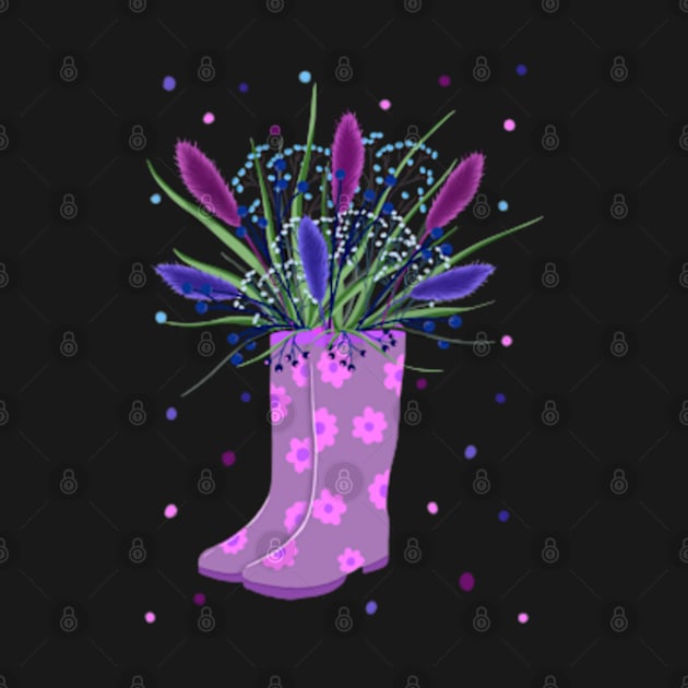 Plant lover, floral autumn garden, boots art, pink art by BosskaDesign