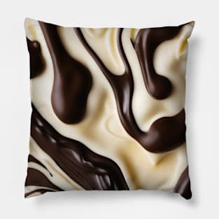 Melted white and dark chocolate swirl pattern Pillow