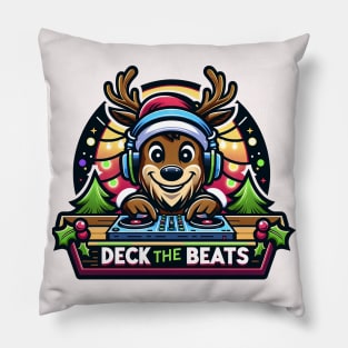 Deck the Beats - Reindeer DJ at Christmas Booth Pillow