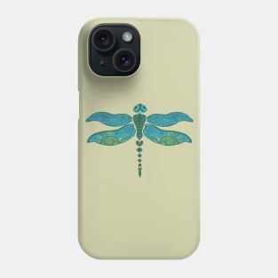 Teal Green Blue Boho Dragonfly Phone Case