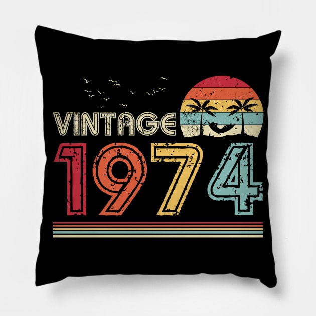 Vintage 1974 Limited Edition 47th Birthday Gift 47 Years Old Pillow by Penda