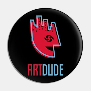 YourArtDude Logo In Red And Lt. Blue Pin