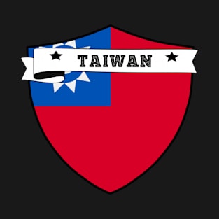 TAIWAN COUNTRY SHIELD, MINIMALIST TAIWAN FLAG, I LOVE TAIWAN , BORN IN TAIWAN , TAIWAN BADGE SHIELD T-Shirt