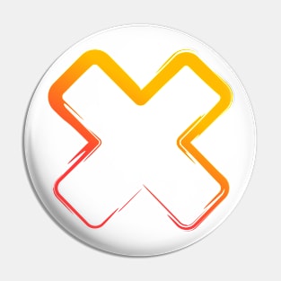 Simple Abstract Cross X Design Red Orange Pin