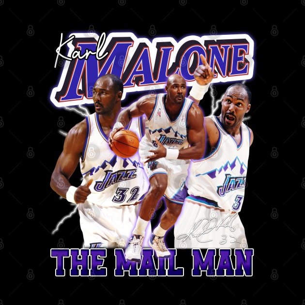 Karl Malone The Mail Man Basketball Legend Signature Vintage Retro 80s 90s Bootleg Rap Style by CarDE