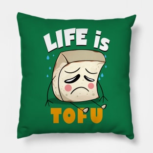 Funny Sad Kawaii Cute Tofu Food Cartoon Life Funny Quote Meme Pillow