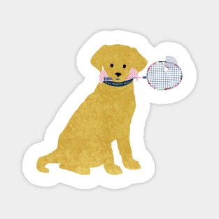 Preppy Golden Retriever Badminton Dog Magnet