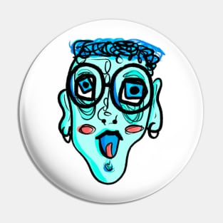 blue face Pin