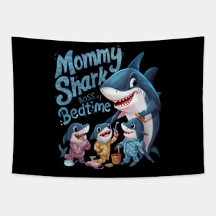 Mommy Shark Boss of Bedtime Tapestry