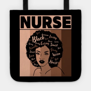 Black Woman Nurse Afro melanin is Black History Month Tote