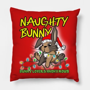 Naughty Christmas Bunny Funny Holiday Design Pillow