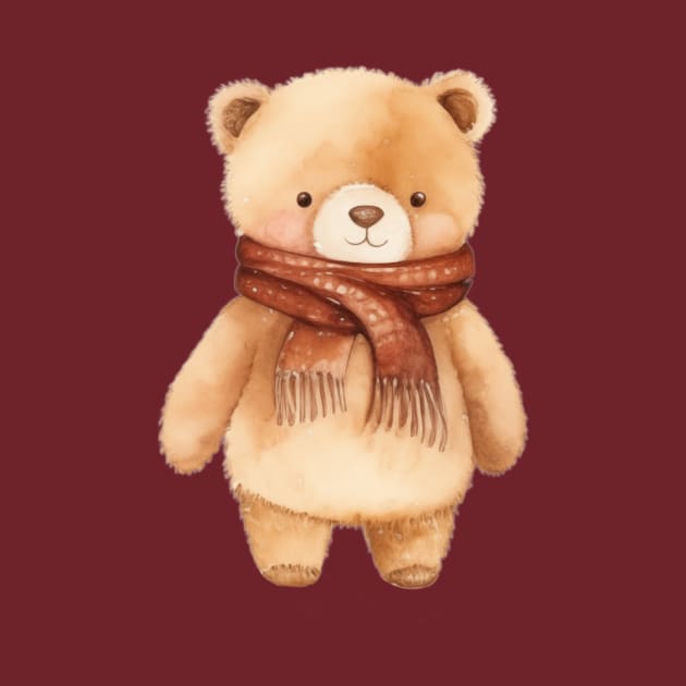 fat bear wearing a winter scarf by YoulStyle
