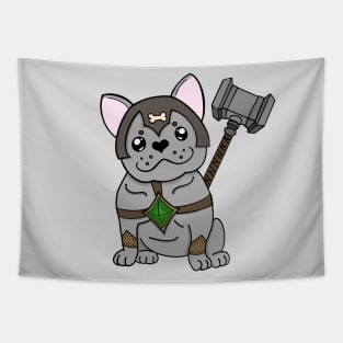 Frenchie Fighter | Barbarian | French Bulldog | Fantasy Art | DND Dogs Tapestry