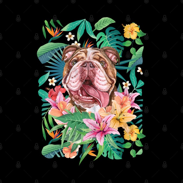 Tropical Chocolate Tri Color English British Bulldog by LulululuPainting