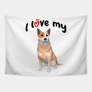 I Love My Red Australian Cattle Dog Red Heeler Tapestry