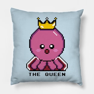 Queen Octopus, Pixel Art Royalty Pillow