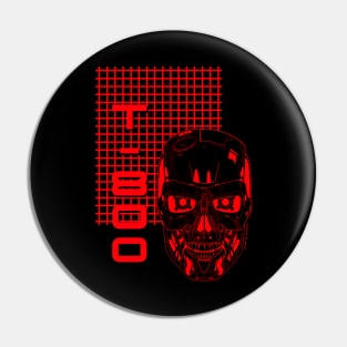 Terminator Skull - T-800 - Laser Grid Cyberpunk- ALL RED VERSION Pin